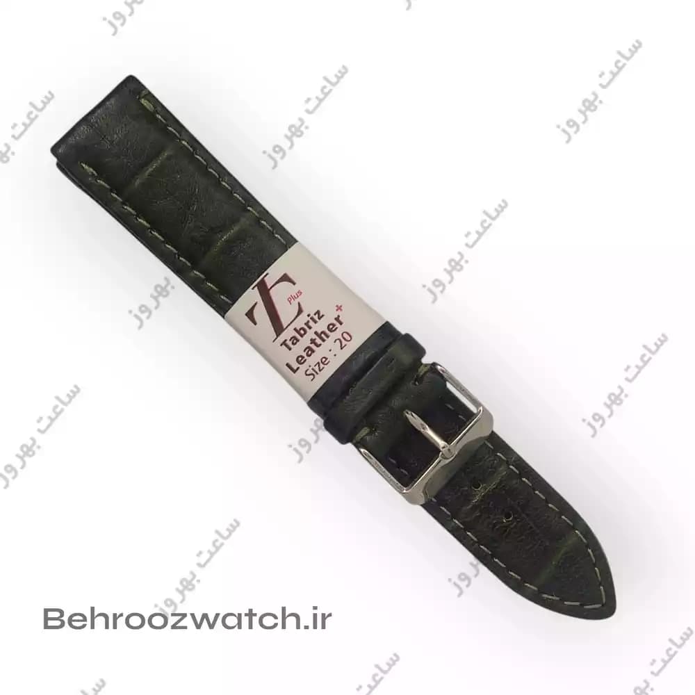 بند ساعت مچی چرم طبیعی تبریز سبز طرح‌دار سایز ۲۰ | کیفیت ممتاز و طراحی خاص