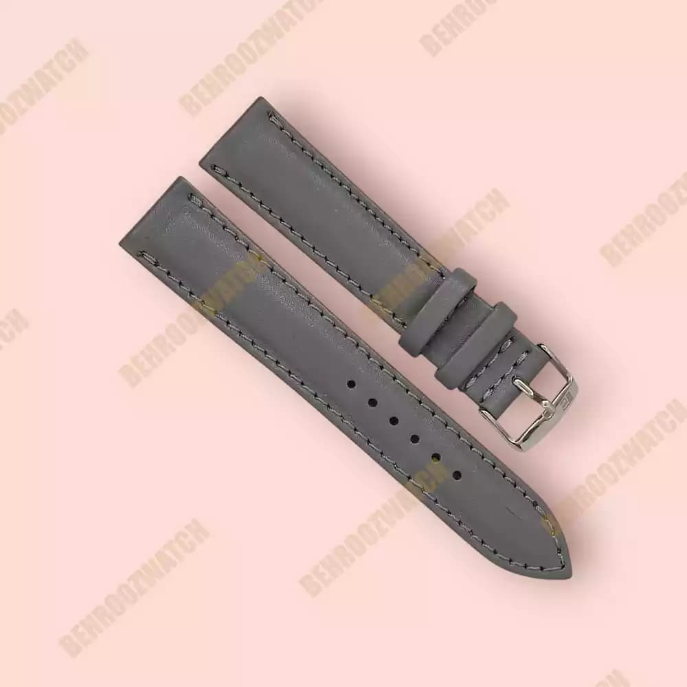 بند ساعت مچی مردانه چرم طبیعی PG ساده توسی سایز 20 — تصویر ۲