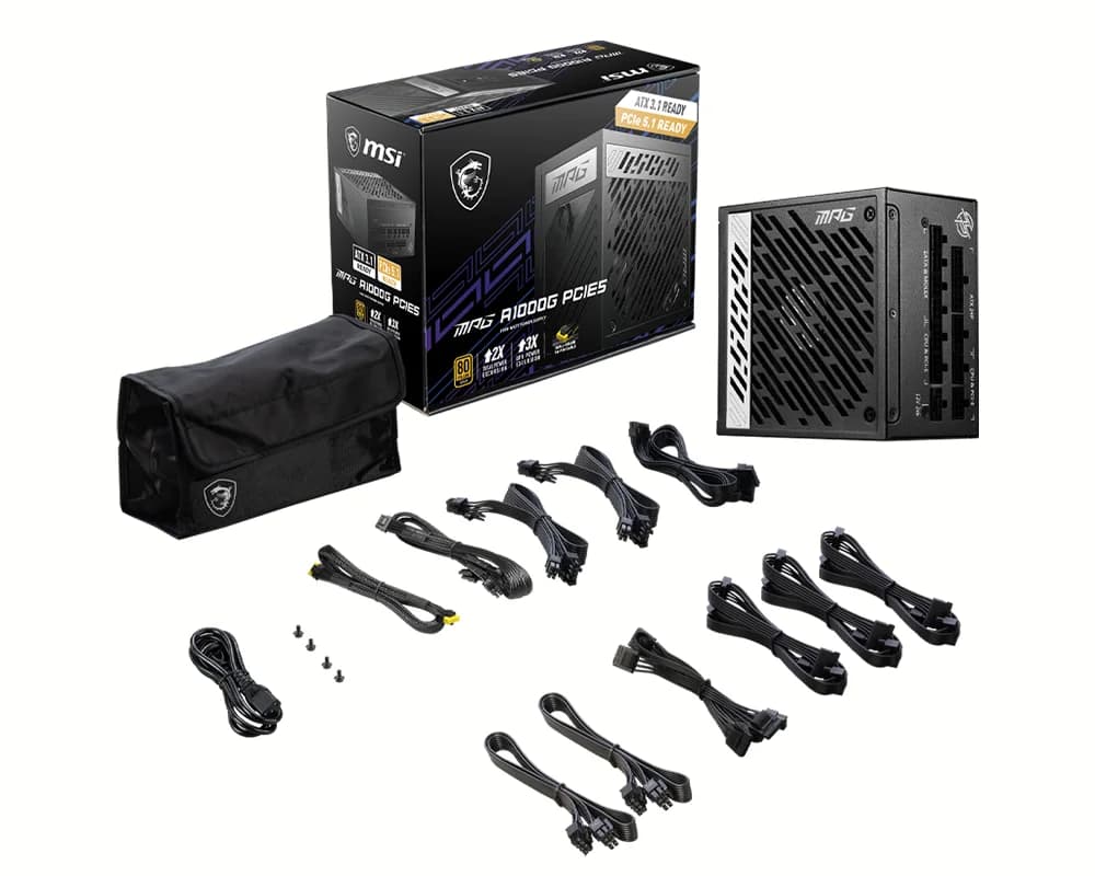 منبع تغذیه (پاور) گیمینگ ام اس آی MSI MAG A1000G توان 1000 وات — تصویر ۶