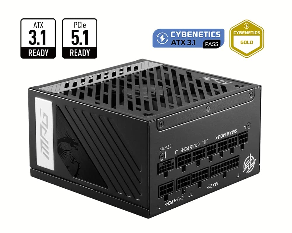 منبع تغذیه (پاور) گیمینگ ام اس آی MSI MAG A1000G توان 1000 وات — تصویر ۵