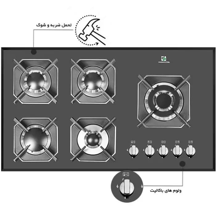 اجاق گاز صفحه‌ای پرنیان مدل PB 5210 — تصویر ۴