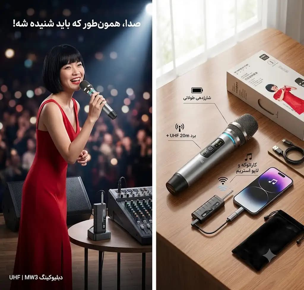میکروفون بی‌سیم W-KING MW3 — تصویر ۴