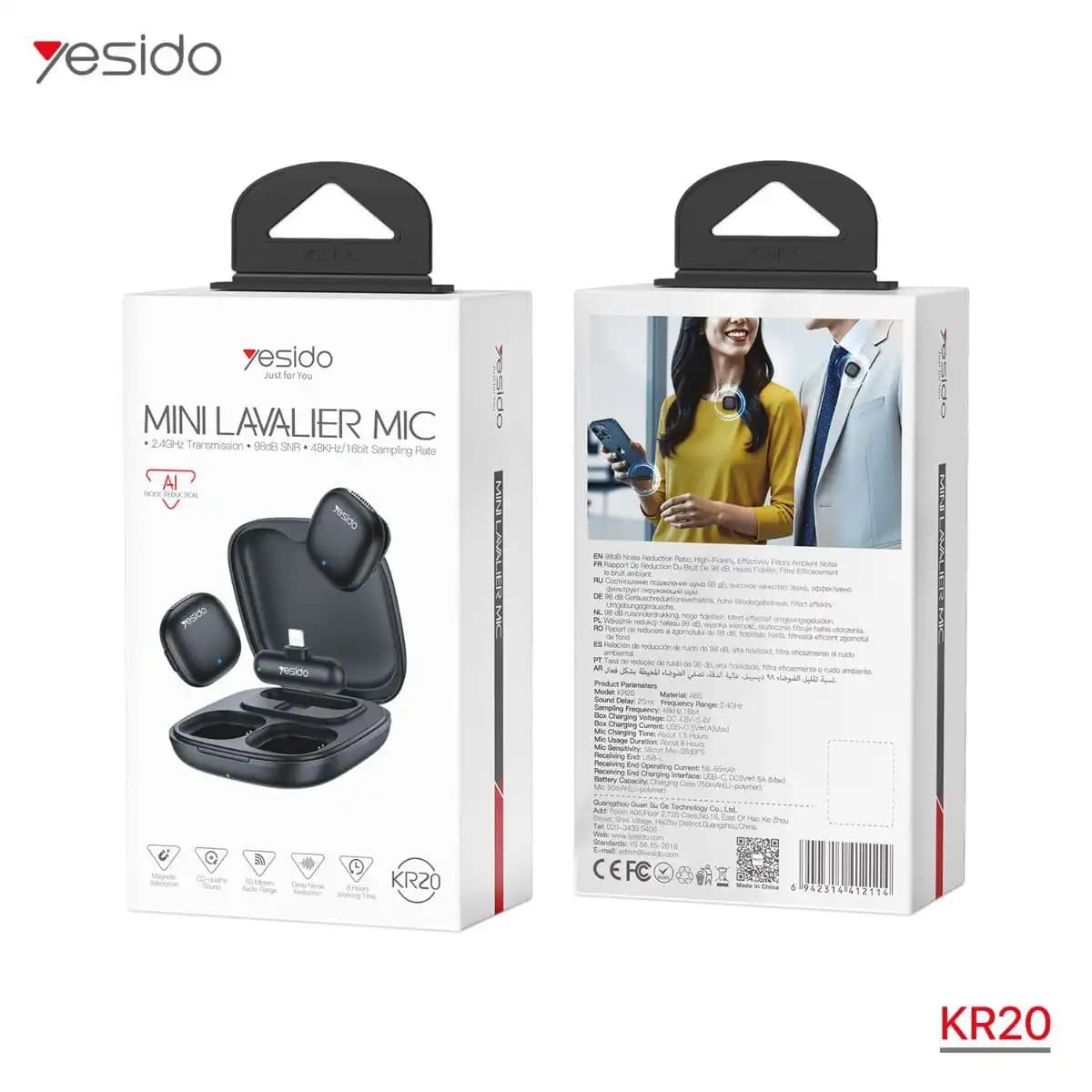 میکروفون یقهای بیسیم یسیدو Yesido KR20 — تصویر ۲