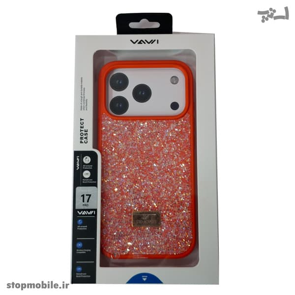 قاب سواروسکی آیفون iPhone 17 Pro برند VAWI | اورجینال پلاک‌دار سوپر شاین — تصویر ۵