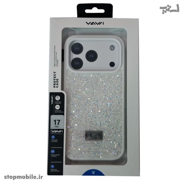 قاب سواروسکی آیفون iPhone 18 Pro برند VAWI | اورجینال پلاک‌دار سوپر شاین — تصویر ۴