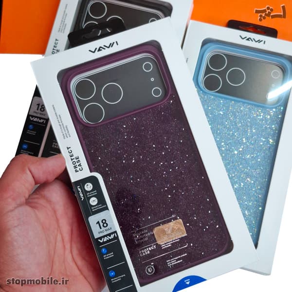 قاب سواروسکی آیفون iPhone 18 Pro برند VAWI | اورجینال پلاک‌دار سوپر شاین — تصویر ۲