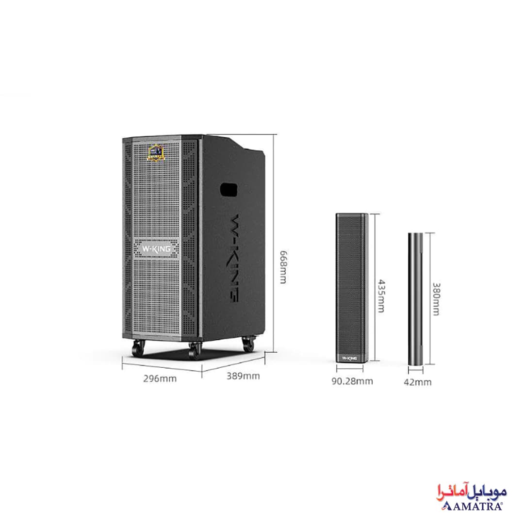 اسپیکر بلوتوثی 400 وات دبلیو کینگ همراه با 2 میکروفن مدل W-King K20Plus — تصویر ۵