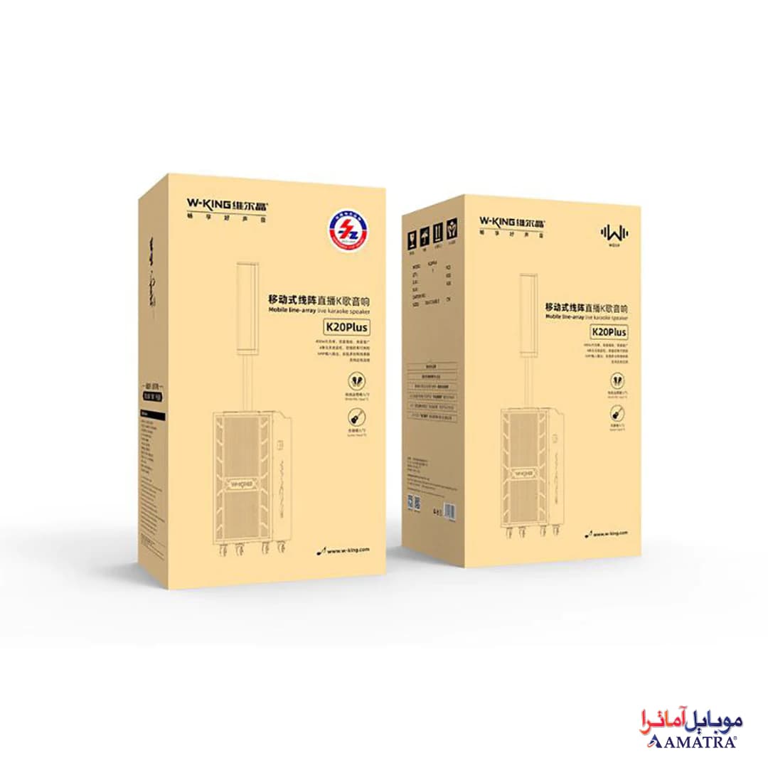 اسپیکر بلوتوثی 400 وات دبلیو کینگ همراه با 2 میکروفن مدل W-King K20Plus — تصویر ۶