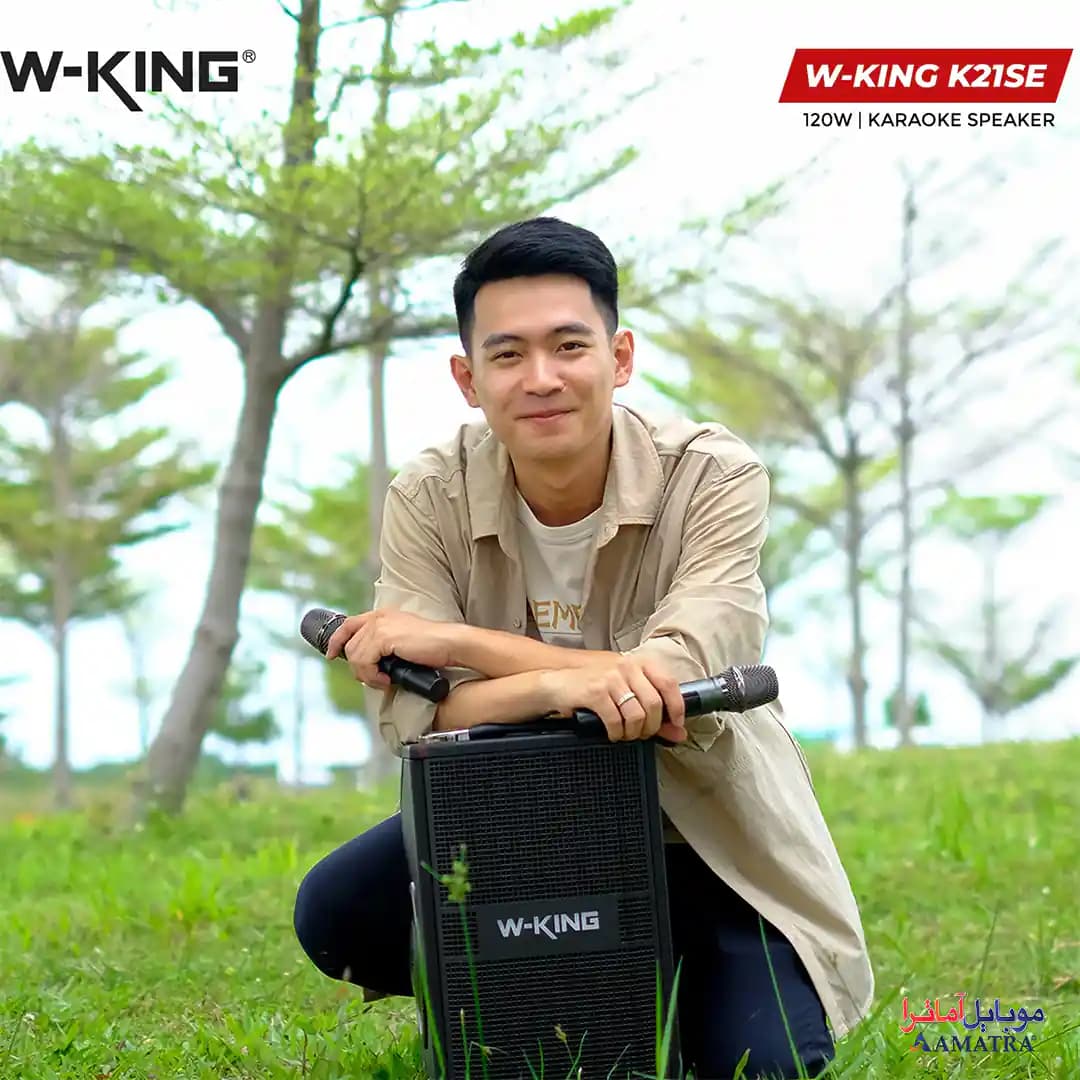 اسپیکر بلوتوثی 120 وات دبلیو کینگ همراه با 2 میکروفن مدل W-King K21 SE — تصویر ۸