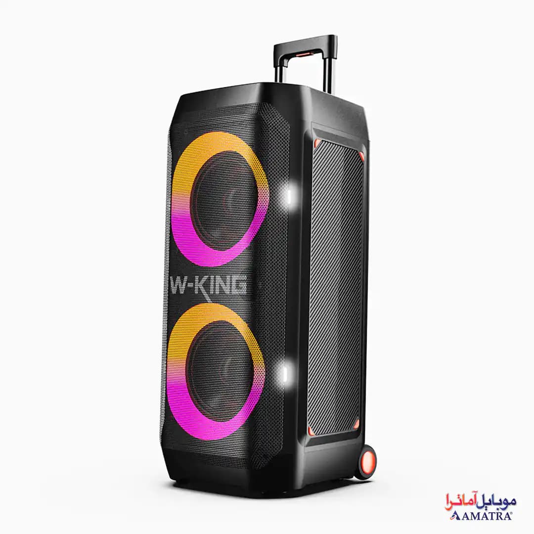 پارتی باکس 370 وات دبلیو کینگ همراه با 2 میکروفن مدل W-King T12 — تصویر ۲