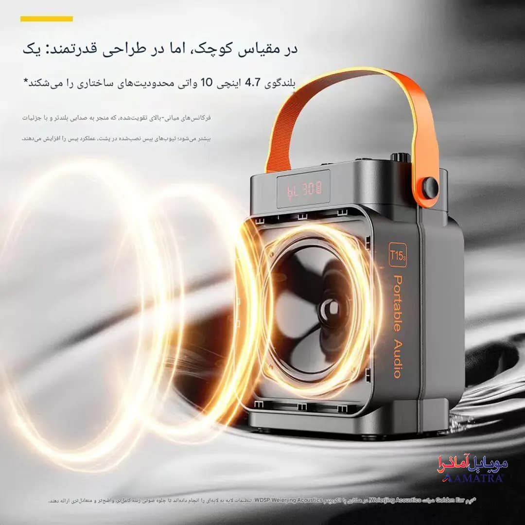 اسپیکر بلوتوثی 10 وات دبلیو کینگ مدل W-King T15S — تصویر ۳