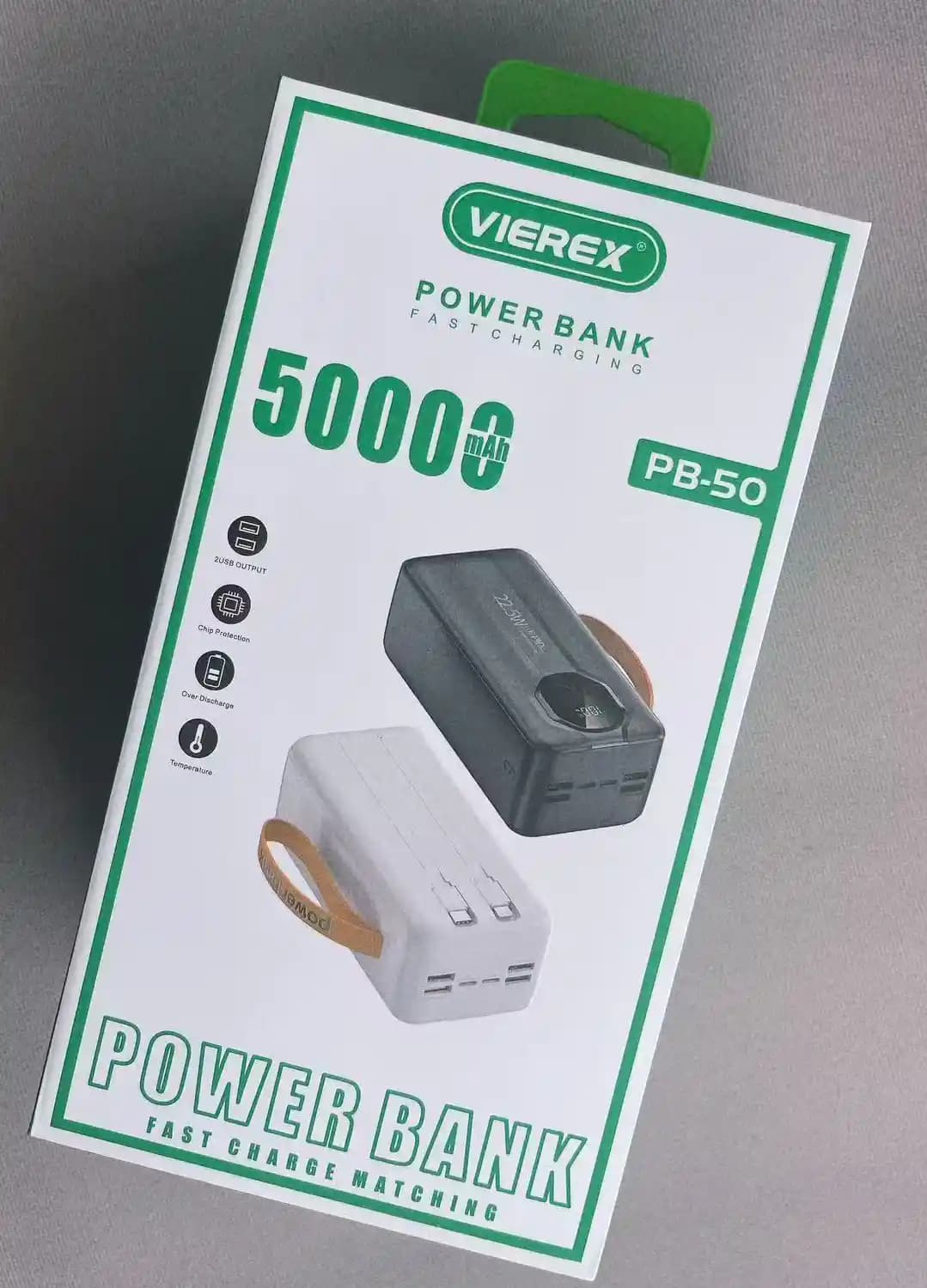 پاوربانک 50000 میلی آمپر فست شارژ با کابل داخلی مدل Virex PB-50 — تصویر ۲