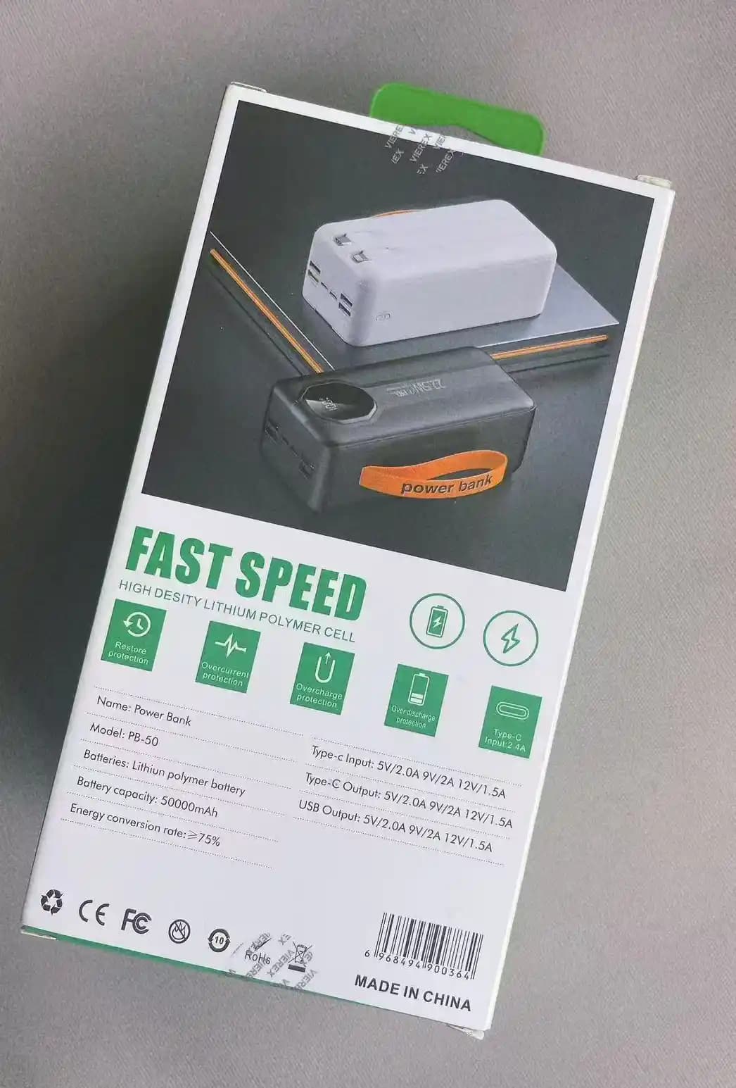 پاوربانک 50000 میلی آمپر فست شارژ با کابل داخلی مدل Virex PB-50 — تصویر ۷