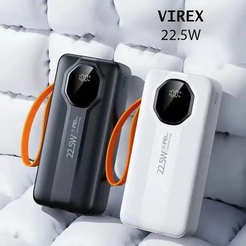 پاوربانک 30000 میلی آمپر فست شارژ با کابل داخلی مدل Virex PB-16 — تصویر ۳