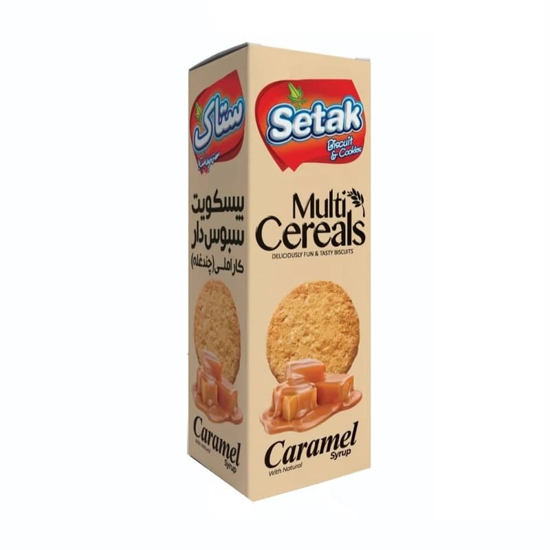 بیسکوئیت مولتی پلاس سبوس دار چند غله کارامل 300 گرم ستاک