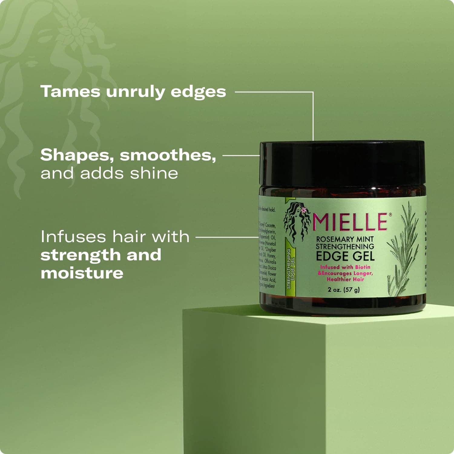 ژل تقویت‌کننده لبه مو با رزماری و نعناع میله Mielle — تصویر ۲