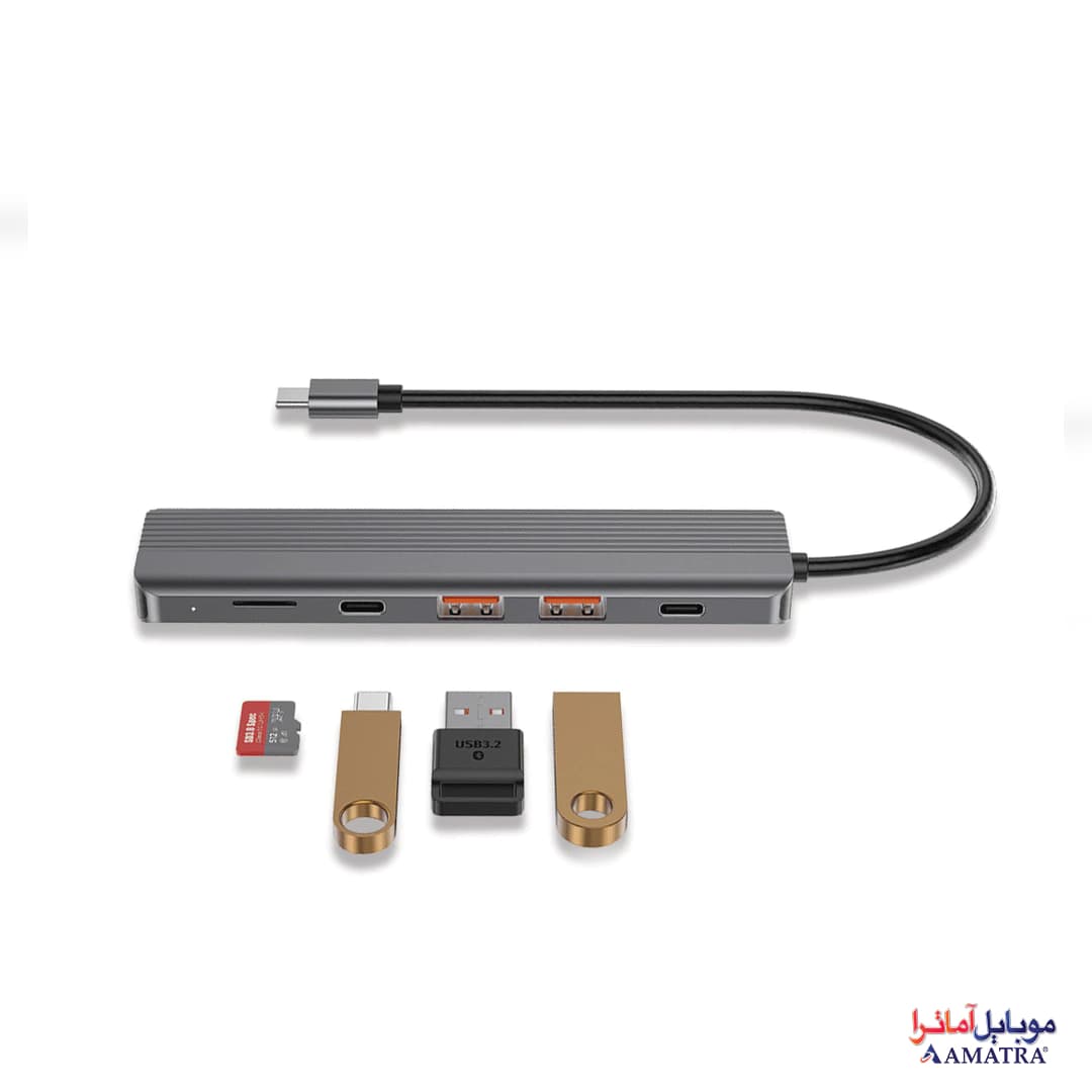 هاب 6 پورت USB-C پاورولوژی مدل P61HBCGY — تصویر ۲