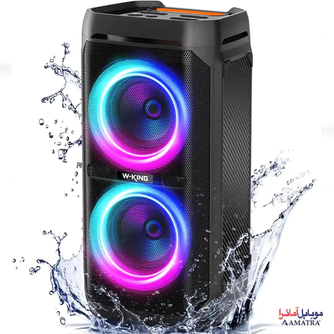 پارتی باکس ۱۰۰ وات با دو میکروفون مدل W-King T11 Plus — تصویر ۲
