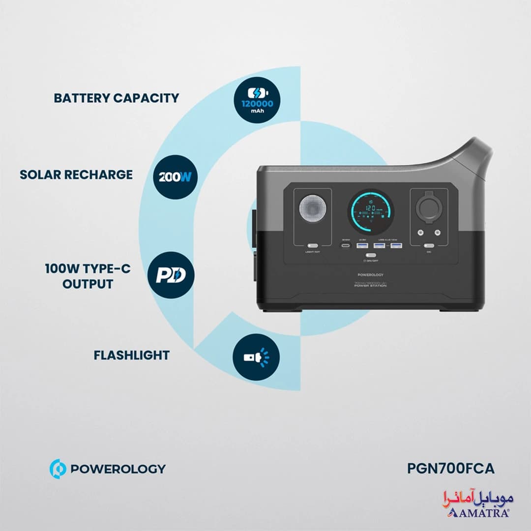 پاور ژنراتور 120000 میلی آمپر 7۰۰ وات وایرلس شارژ پاورولوژی مدل Powerology PGN700FCA — تصویر ۵