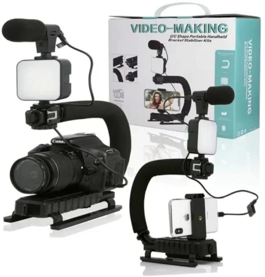 کیت فیلمبرداری لرزش گیر با میکروفون و پایه نگهدارنده مدل Video Making Kit AY-49U — تصویر ۶