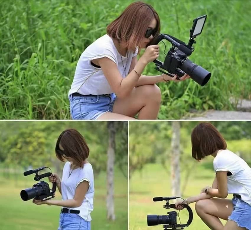 کیت فیلمبرداری لرزش گیر با میکروفون و پایه نگهدارنده مدل Video Making Kit AY-49U — تصویر ۵