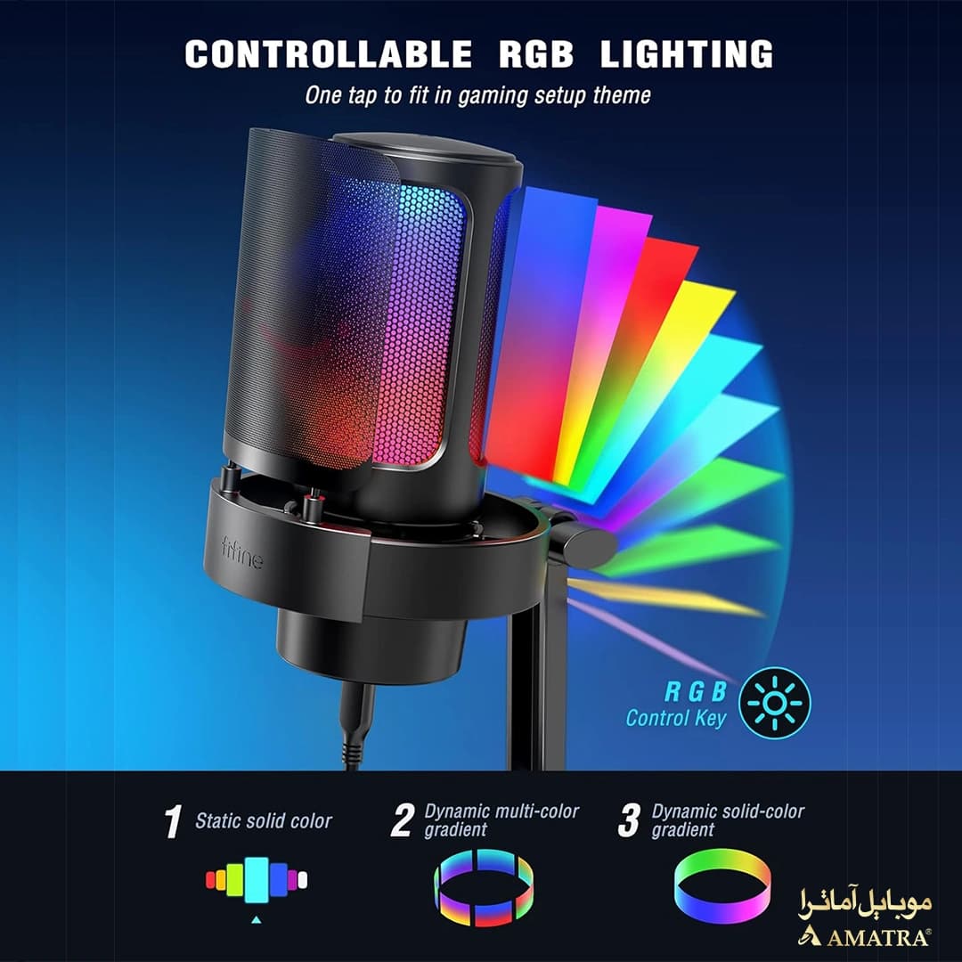 میکروفن حرفه‌ای دینامیک کندانسر گیمینگ فای فاین مدل fifine A8 — تصویر ۲