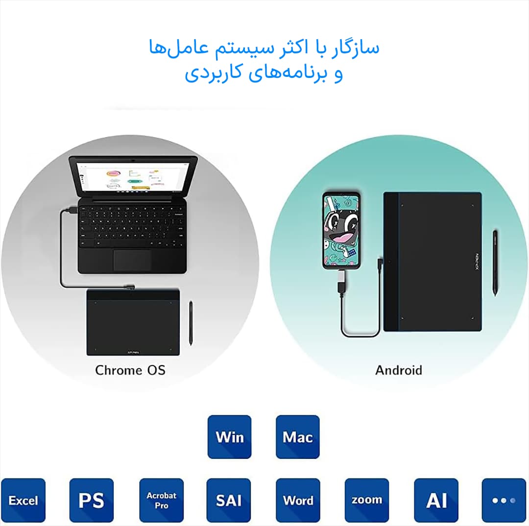 تبلت طراحی گرافیکی و قلم نوری XP-PEN DECO FUN L — تصویر ۳