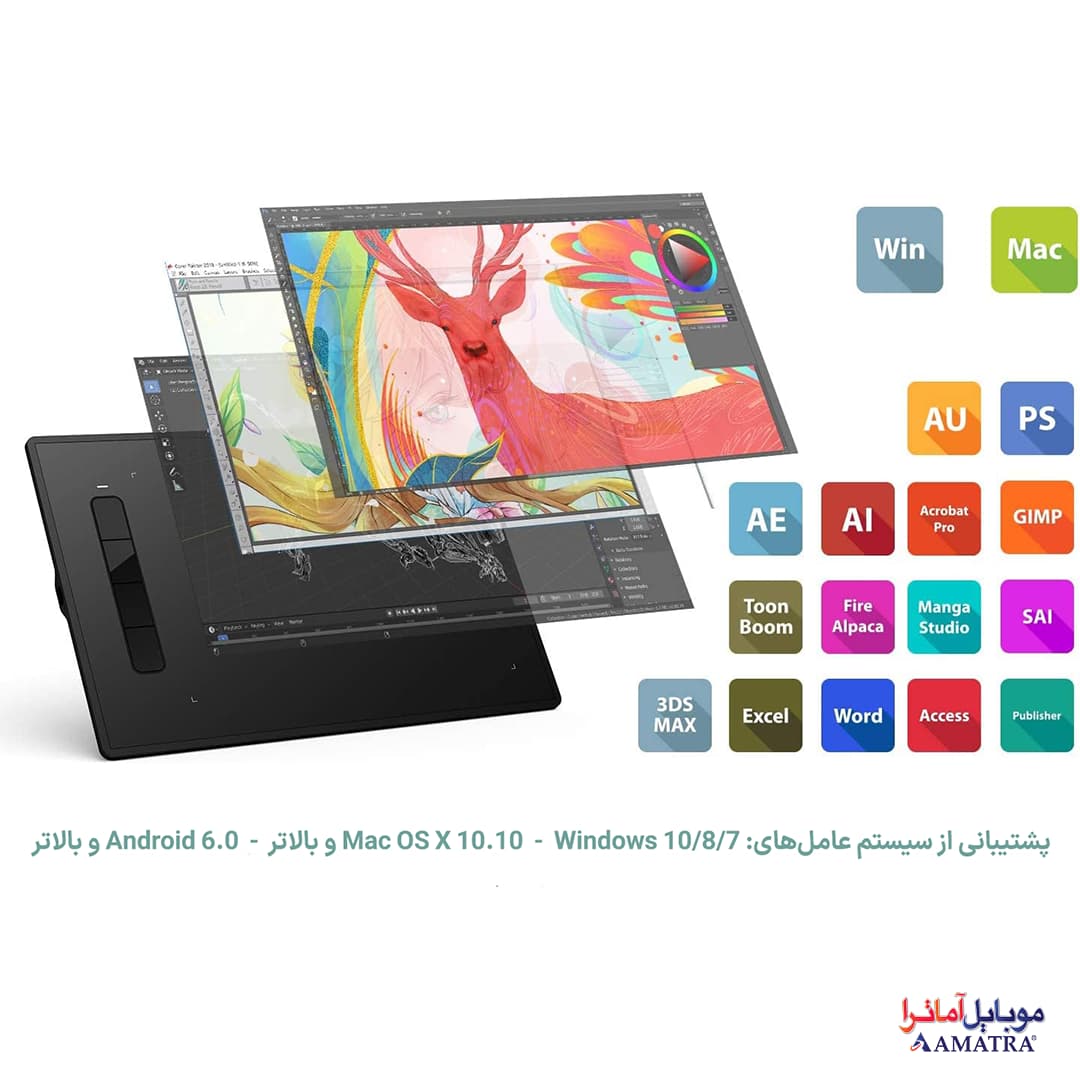 تبلت طراحی گرافیکی و قلم نوری XP-PEN G960S — تصویر ۸