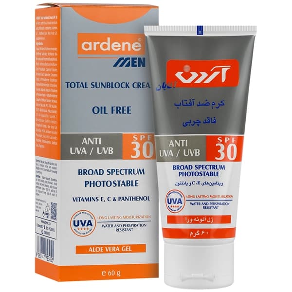 کرم ضد آفتاب آقایان SPF30 فاقد چربی آردن