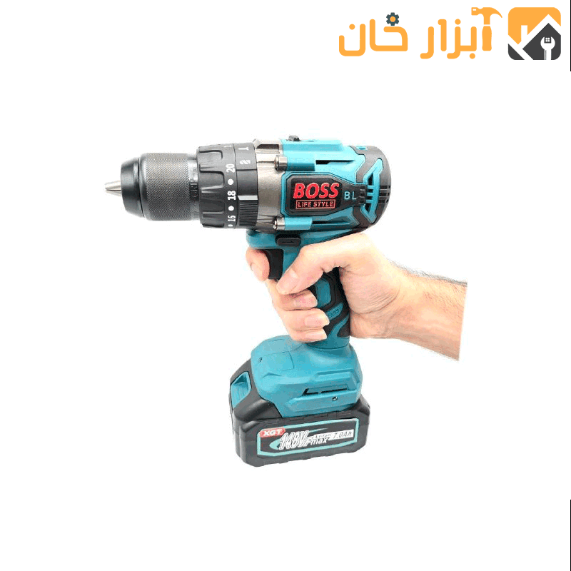 دریل شارژی چکشی براشلس حرفه ای باس — تصویر ۵