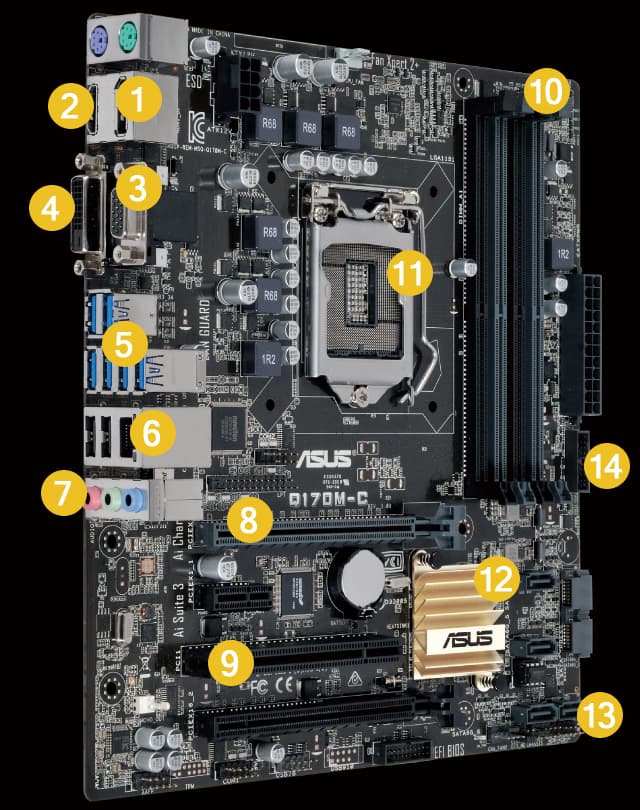 مادربورد ایسوس استوک مدل MB ASUS Q170M-C — تصویر ۵