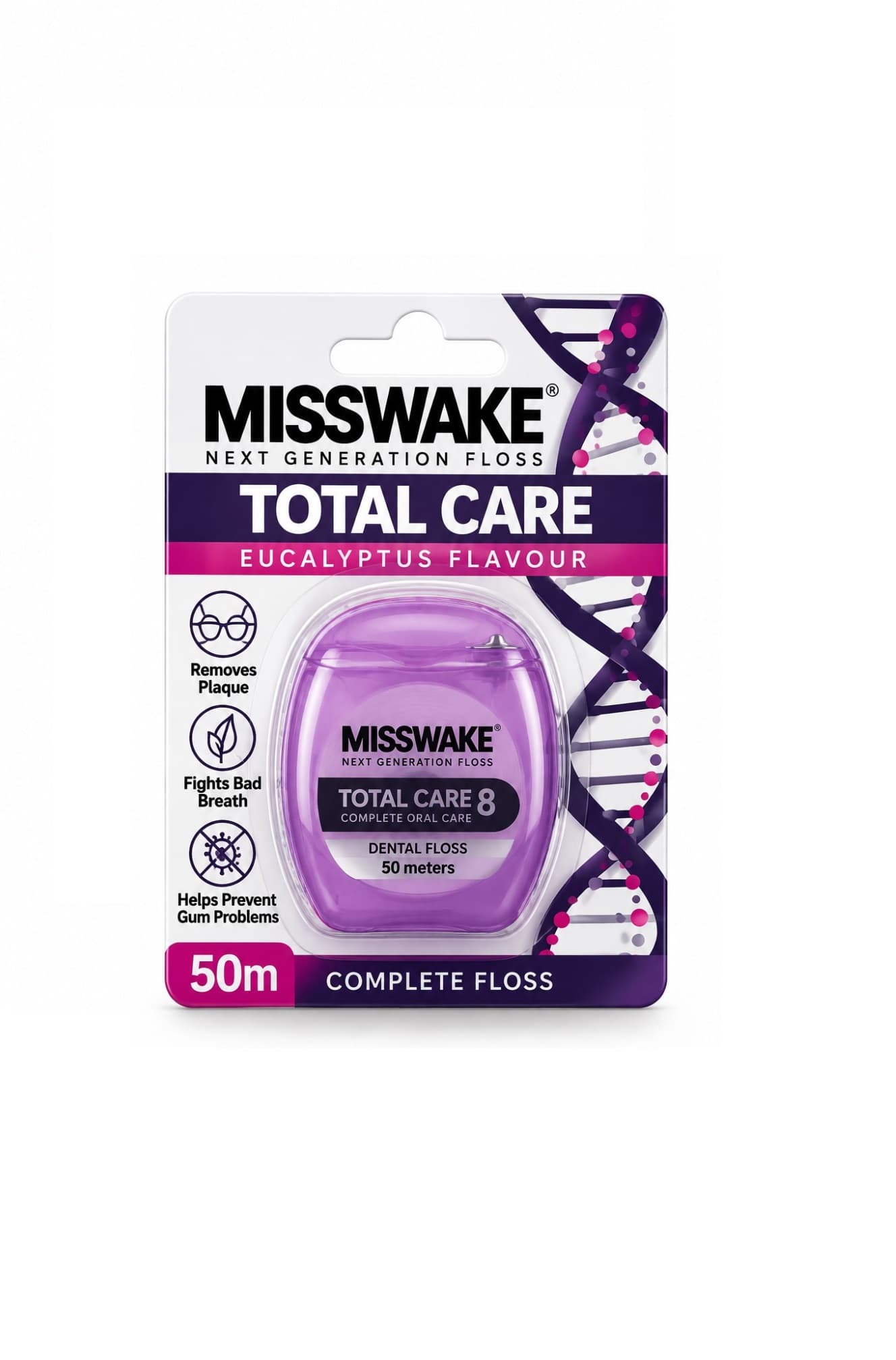 معرفی نخ دندان میسویک Misswake Total Care 8 با طعم اکالیپتوس – 50 متر
