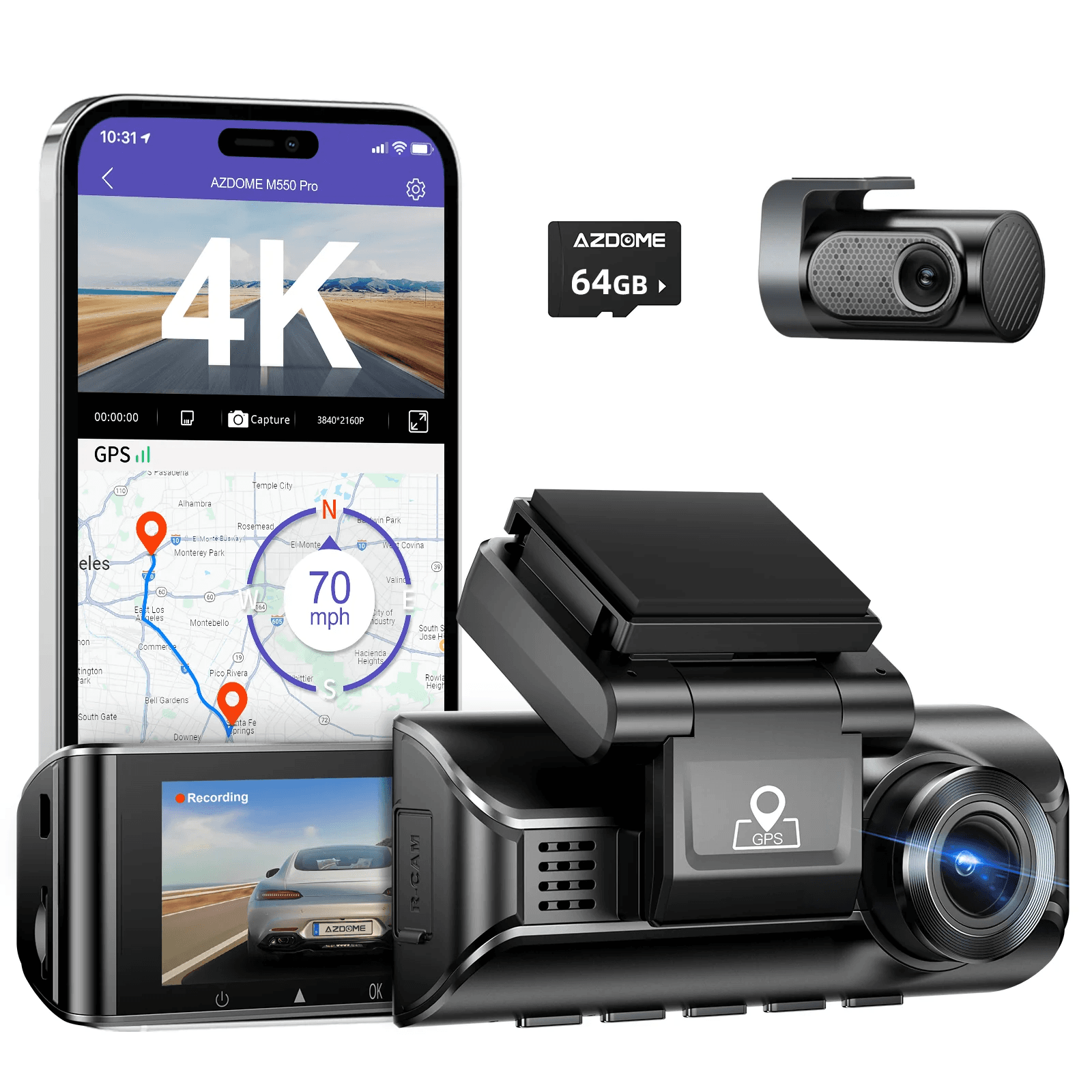 دوربین خودرو AZDOME M550 MAX new version (اورجینال با گارانتی)