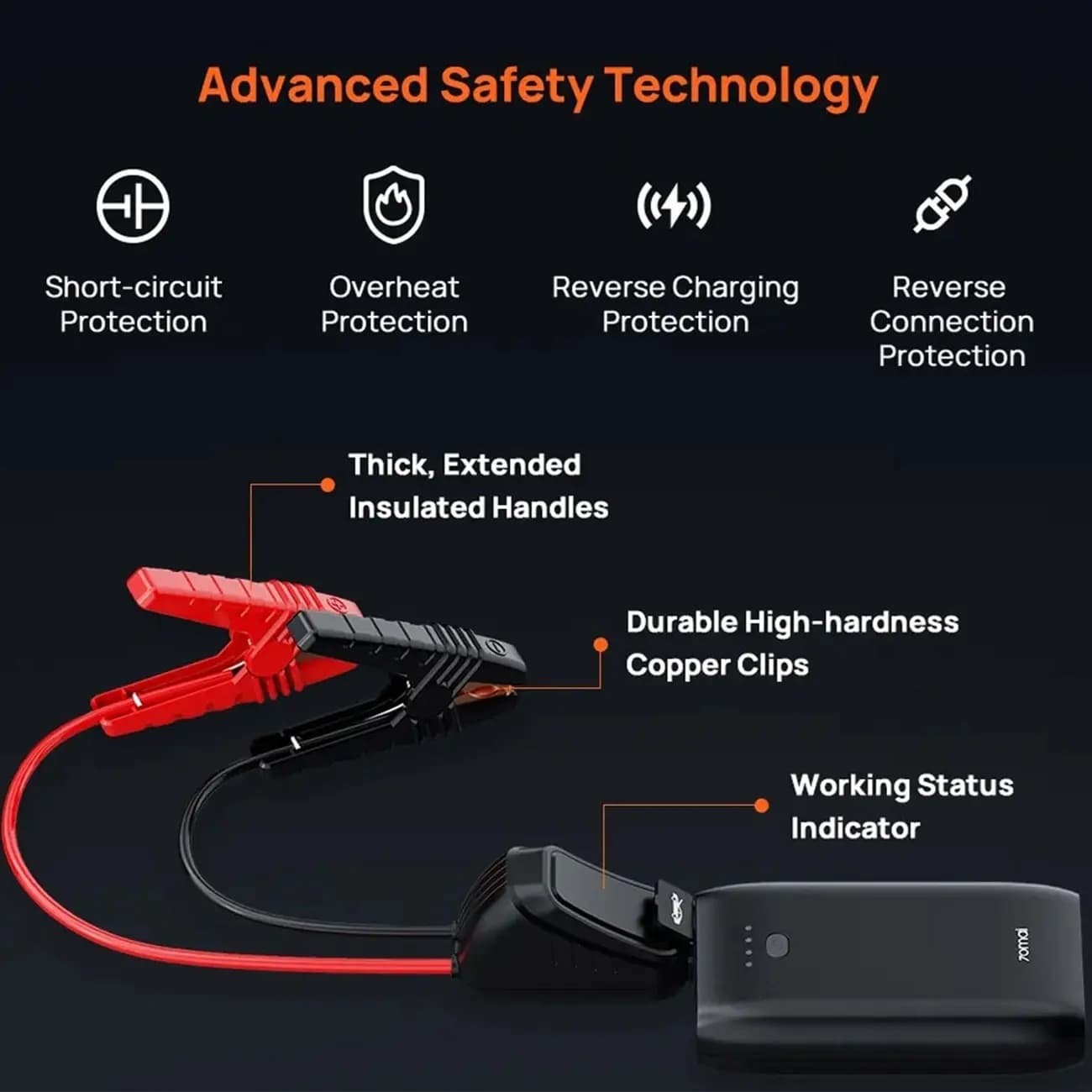 جامپ استارتر خودرو شیائومی Xiaomi 70mai PS07 new version پاوربانک ظرفیت 10400 میلی‌آمپرساعت با توان استارت 1000 آمپر — تصویر ۴