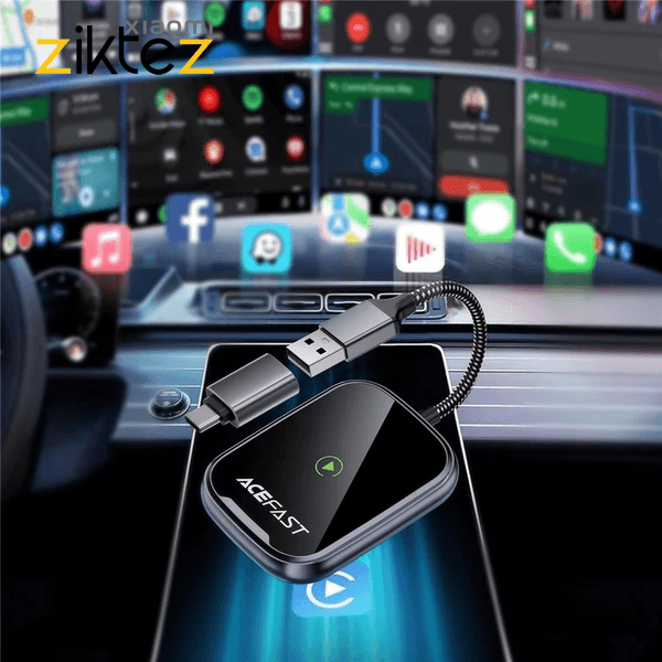 کارپلی اندروید اتو خودرو بی سیم قدرتمند CarPlay Android Auto Acefastqc1 Car (اورجینال با گارانتی) — تصویر ۳