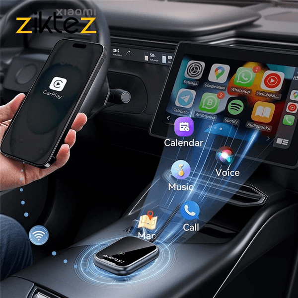 کارپلی اندروید اتو خودرو بی سیم قدرتمند CarPlay Android Auto Acefastqc1 Car (اورجینال با گارانتی) — تصویر ۲