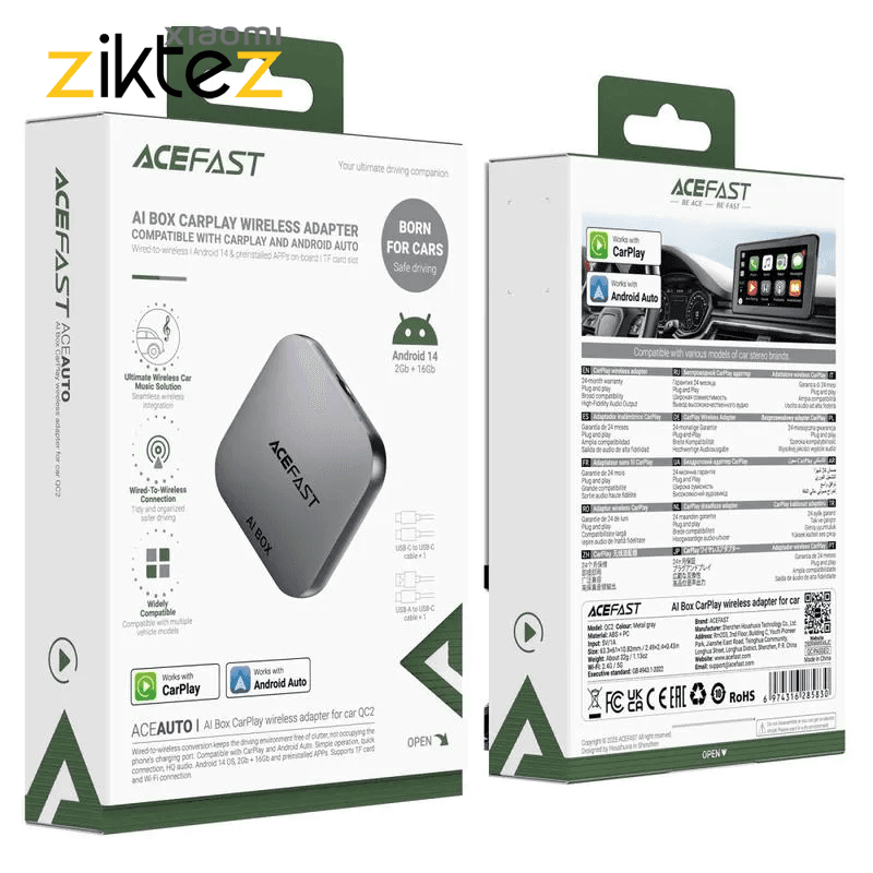 اپل کارپلی اندروید اتو بی سیم اندروید باکس خودرو پشتیبانی از اینترنت CarPlay Android Auto Ai Box (اورجینال با گارانتی) — تصویر ۴
