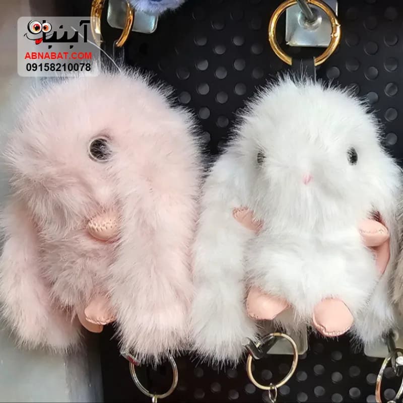 آویز جاسوئیچی خرگوش لاکچری صورتی 12 سانتی کد 1406