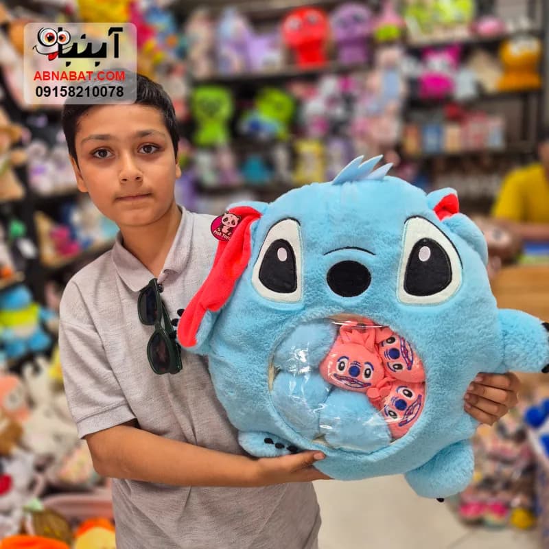 عروسک استیچ بچه دار(باردار) آبی 45 سانتی کد 1392 — تصویر ۲