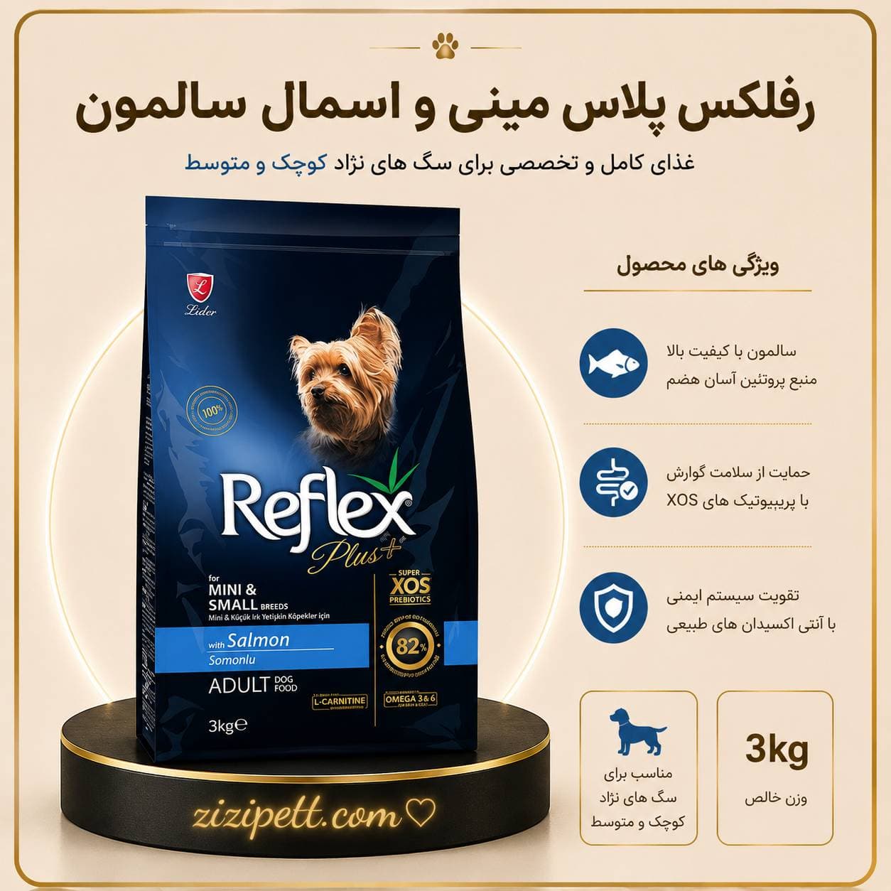 غذا خشک رفلکس پلاس با طعم سالمون