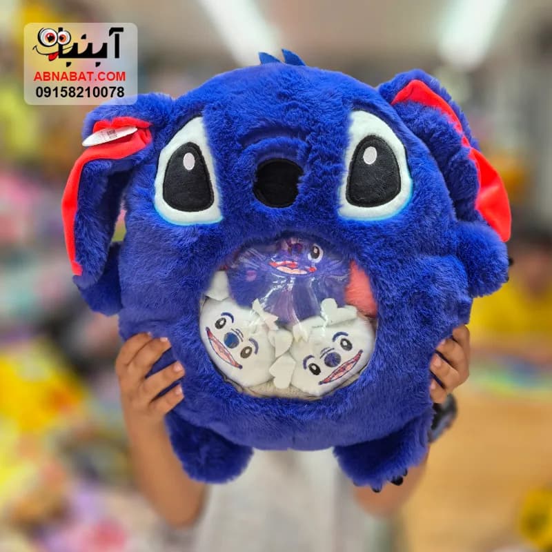 عروسک استیچ بچه دار(باردار) آبی 40 سانتی کد 1390
