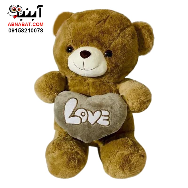 عروسک خرس قلب به دست سبز زیتونی 30 سانت کد 1291 – Bear doll