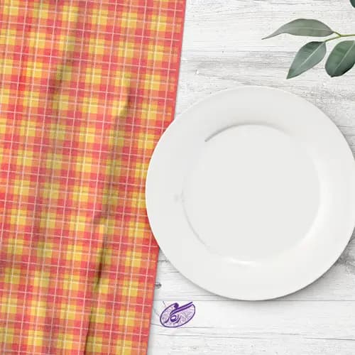 رومیزی طرح چهارخانه گینگهام — تصویر ۲