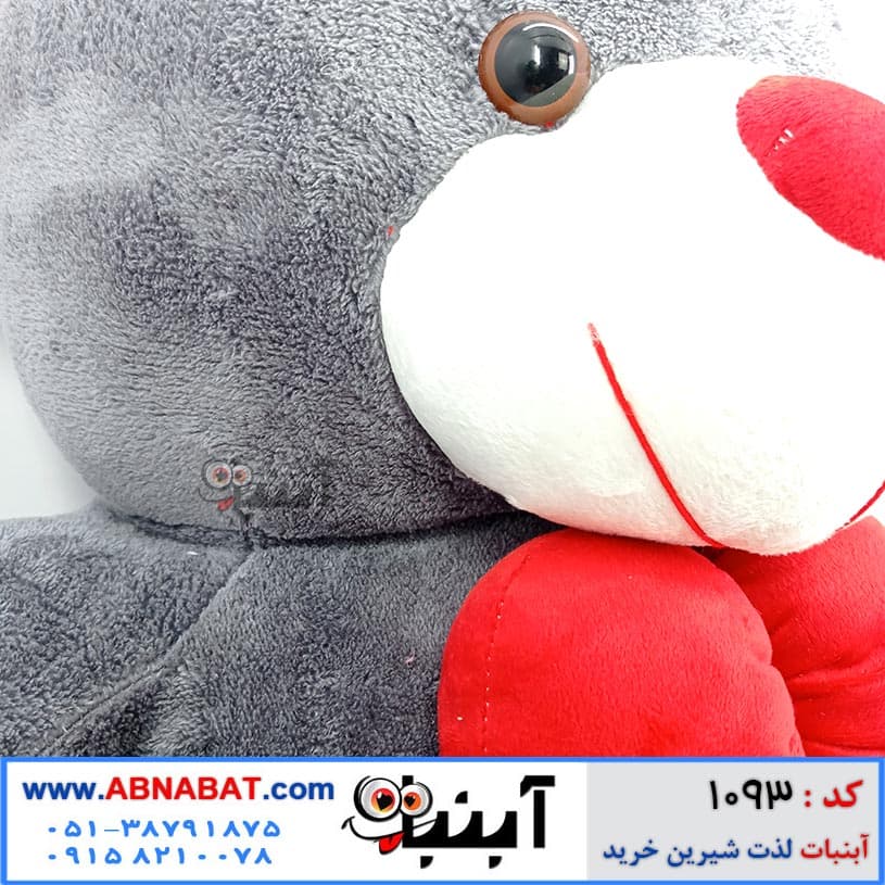 عروسک خرسی طوسی (فیلی) 130 سانت پاپیون دار کد 1093 — تصویر ۴