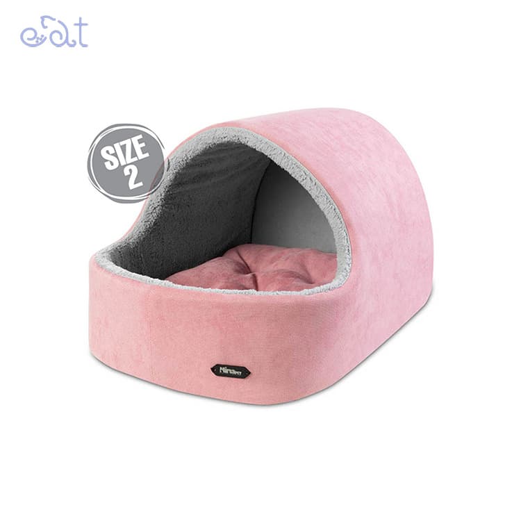 جای خواب سگ و گربه مدل لانه بیفو برند نیناپت NinaPet (رنگ صورتی کمرنگ سایز 2)
