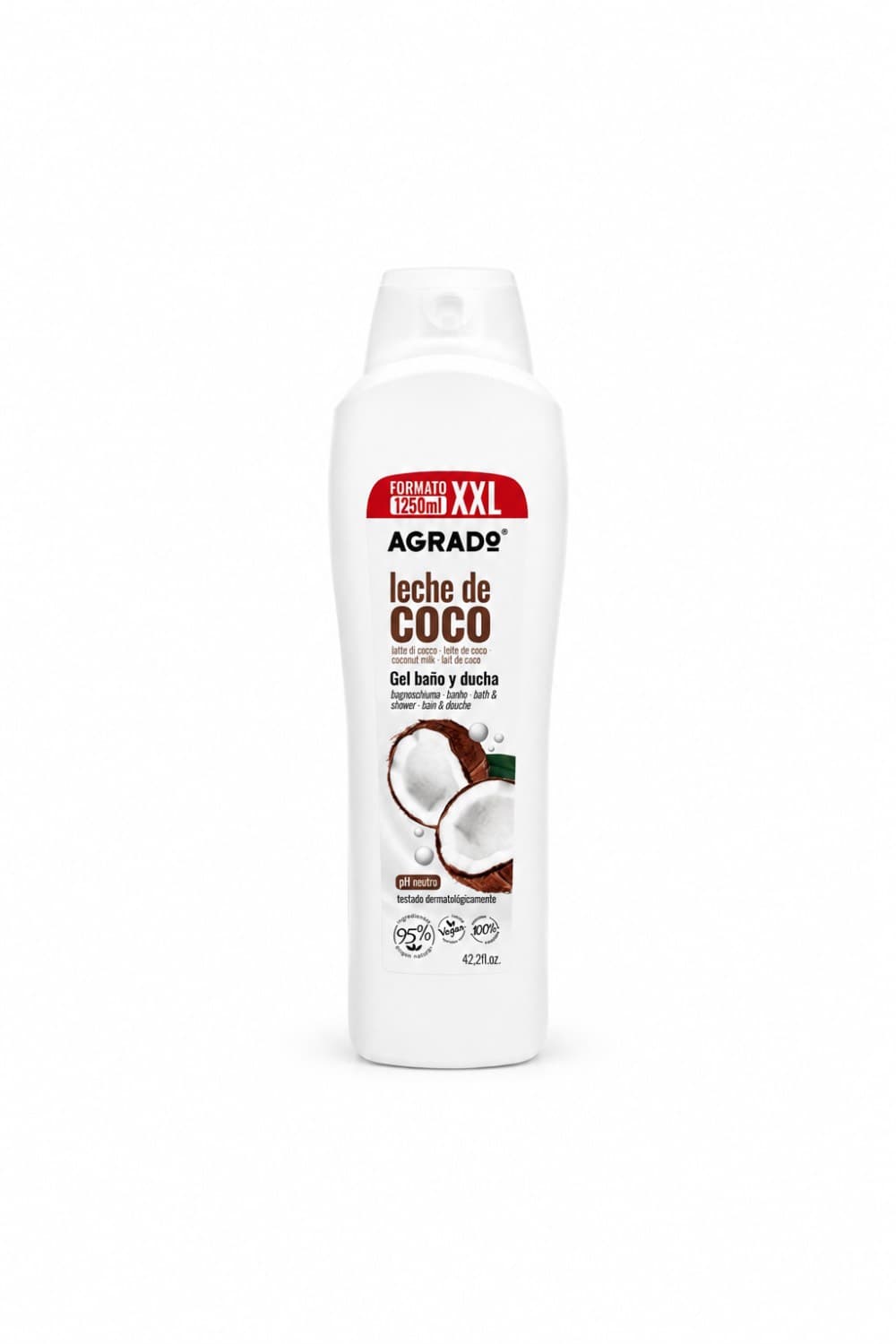 شامپو بدن شیر نارگیل آگرادو (Agrado Coconut Milk Shower Gel) حجم 1250 میلی‌لیتر