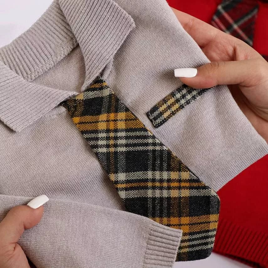 بلوز بافت یقه دار کراواتی سایز 35 تا 45 کد 5096 — تصویر ۷