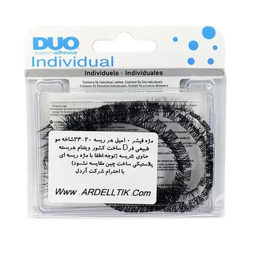 مژه فیشر فر دی دوو سایز 10 میلی متر بسته 5 ریسه ای DUO + چسب مشکی یک ماهه تیک + انبر آردل — تصویر ۴