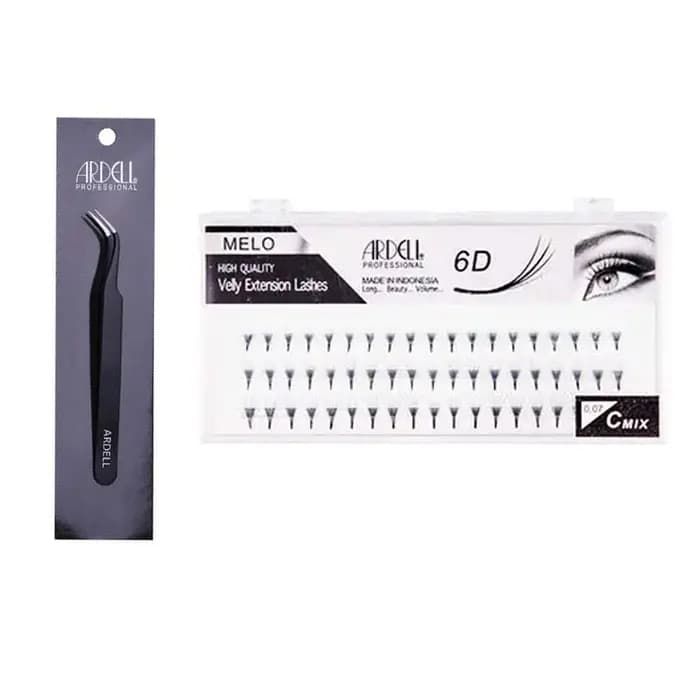 پک مژه والیوم فن سازی شده 6D میکس سایز + انبر 45 درجه آردل ARDELL