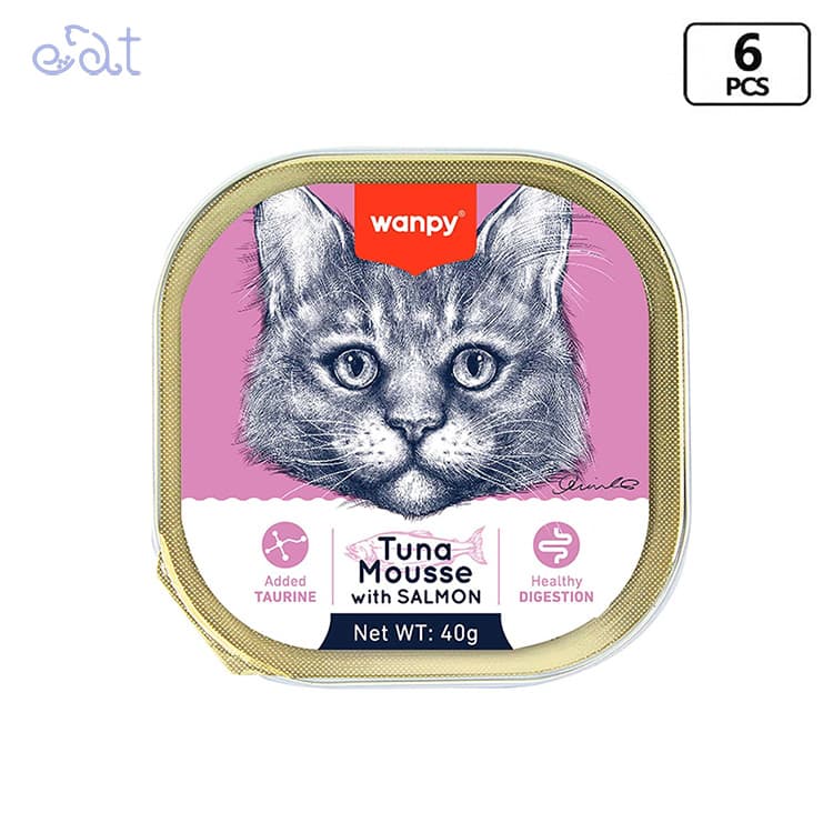 ووم گربه ونپی با طعم ماهی تن و سالمون مدل Wanpy Mousse Tuna & Salmon وزن 40 گرم (بسته 6 عددی)